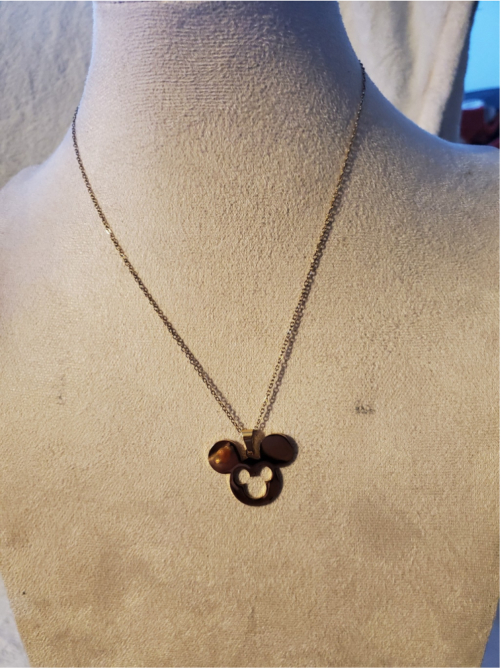 Gold Mickey Mouse Pendant Necklace, 12 inches stainless steel